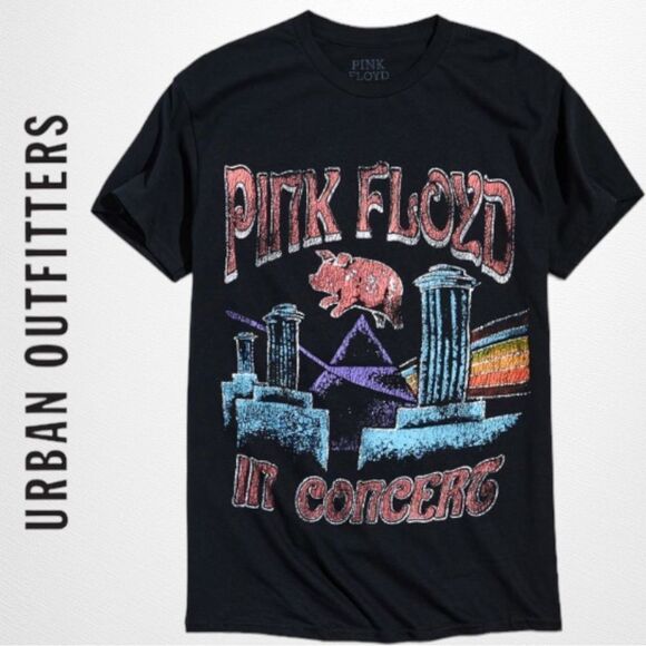 UO URBAN OUTFITTERS Pink Floyd Black In Concert Tee Shirt T-Shirt NEW M - Picture 1 of 2
